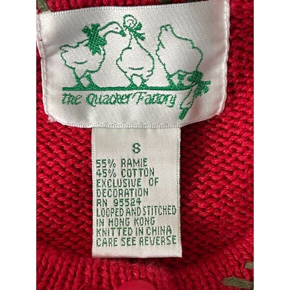 Vintage Quacker Factory Christmas Cardigan Sweater Santa Claus Size Small/Medium - Picture 5 of 7